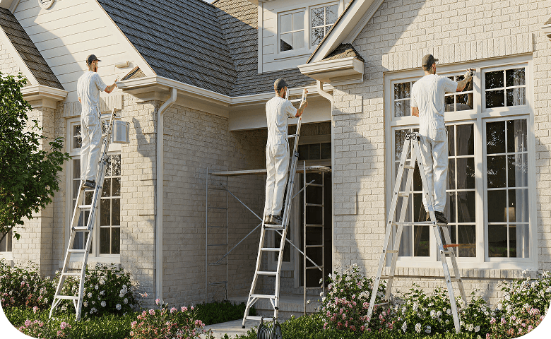 Painters refreshing a residential exterior