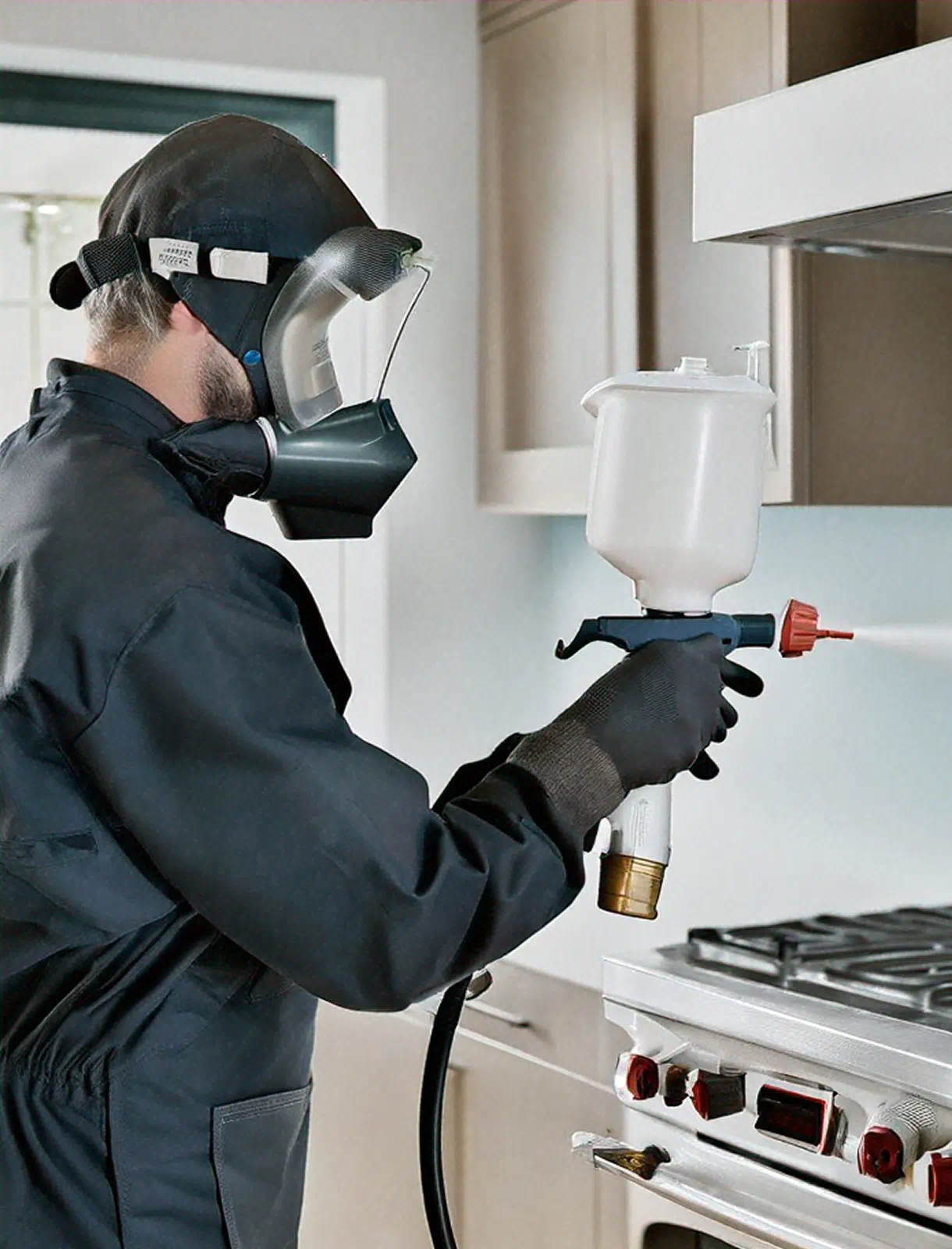 Freshly refinished kitchen cabinets with a premium finish
