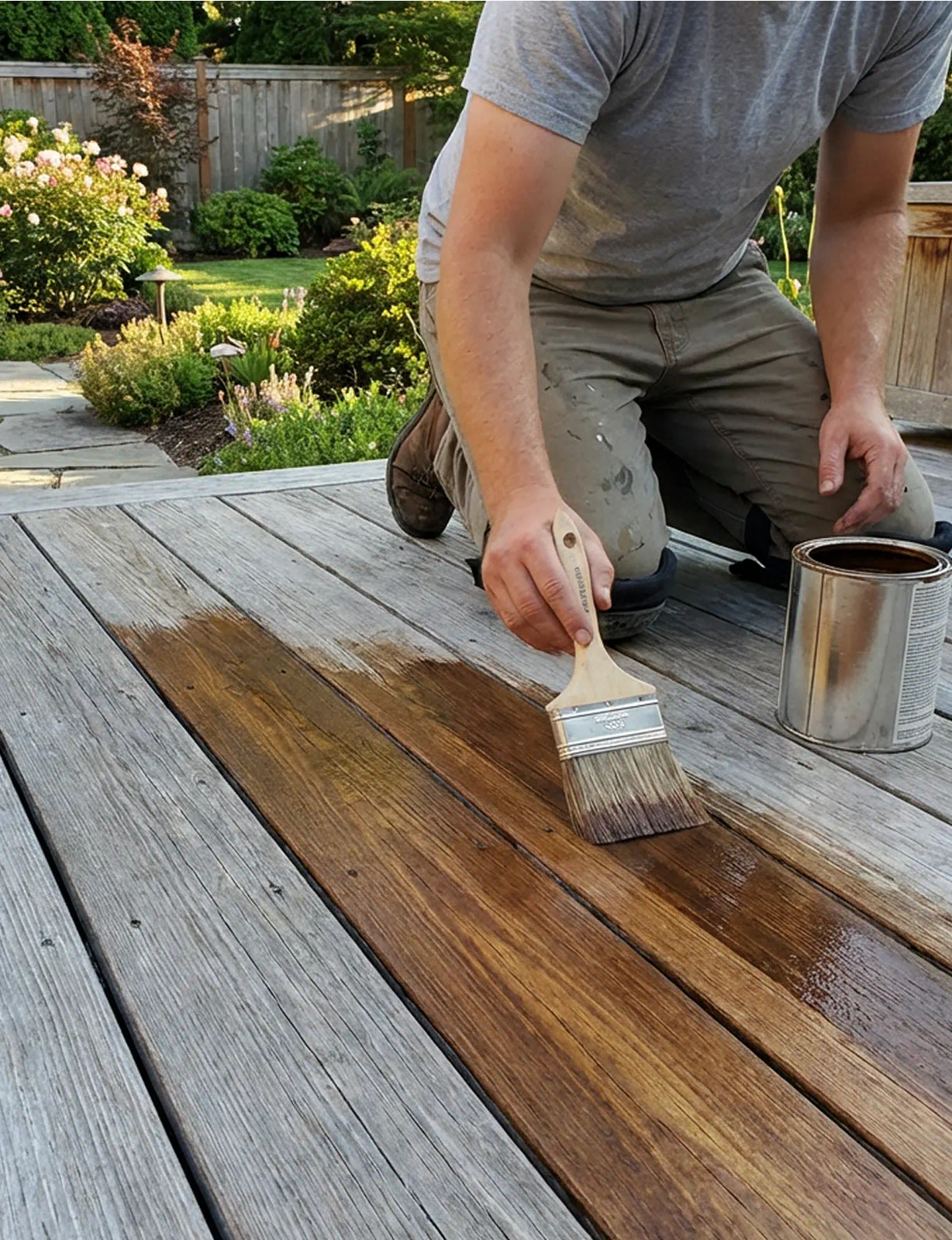Outdoor deck with an even, rich stain finish
