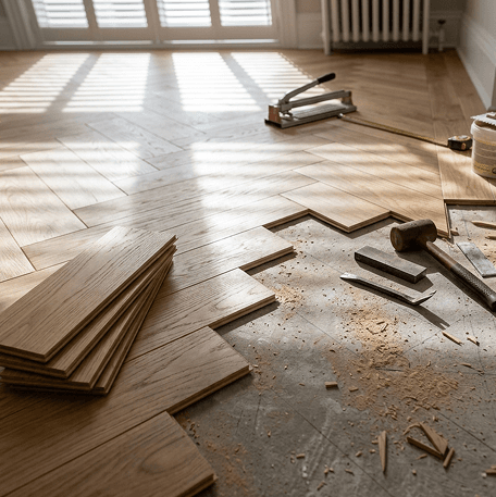 Hardwood floor restored with a durable protective finish